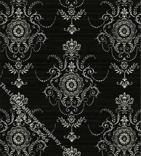 (image for) Dollhouse Scale Model Wallpaper Florentine on Black Pattern