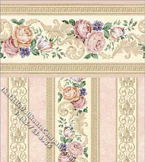 (image for) Dollhouse Scale Model Wallpaper Empress Floral Stripe Pattern