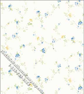 (image for) Dollhouse Scale Model Wallpaper Blue Aurora Toss Pattern