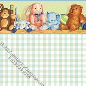 (image for) Dollhouse Scale Model Wallpaper Nursery Friends Pattern