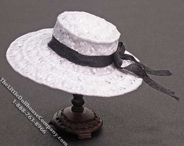(image for) Ladies White Hat w/Black Ribbon by Judith Blondell