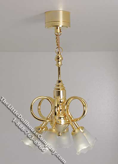 (image for) Miniature Battery Operated Looped 6-Arm Brass Chandelier