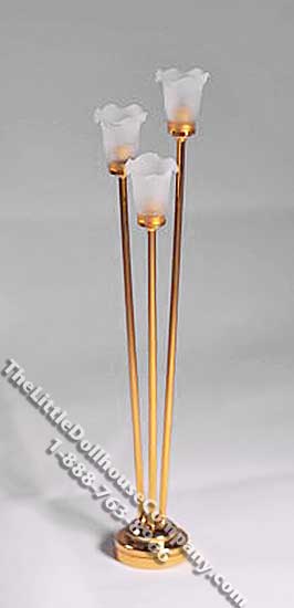 (image for) Miniature Battery Operated Brass Tribeca Tulip Shade Floor Lamp
