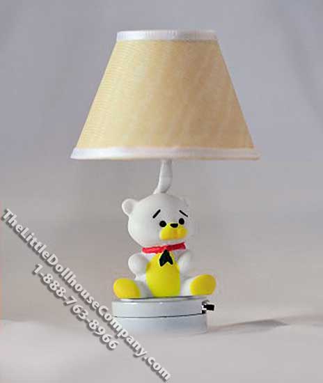 (image for) Miniature Battery Operated Teddy Bear Lamp w Yellow Shade