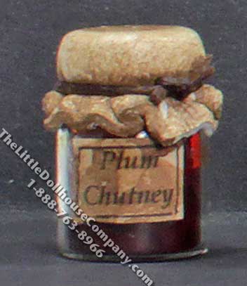 (image for) Dollhouse Scale Model Homemade Plum Chutney in Wax Sealed Jar