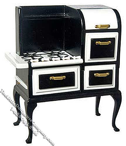 (image for) Miniature 1920's Pennsylvania Dutch Black Stove for Dollhouses