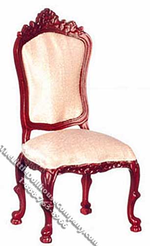 (image for) Miniature Mahogany Salmon Cushioned Sidechair for Dollhouses