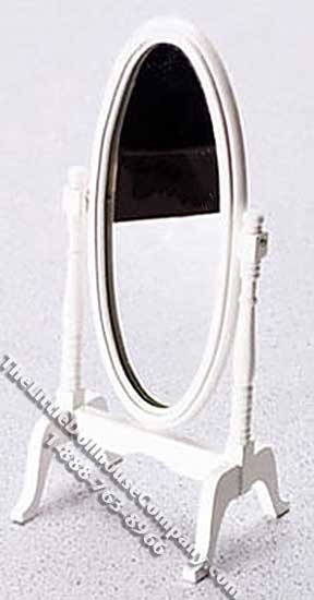 (image for) Miniature White Oval Cheval Mirror for Dollhouses