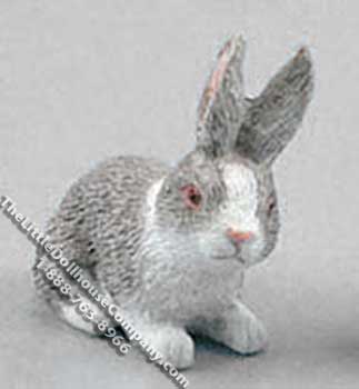 (image for) Miniature Light Gray Rabbit with Ears Up for Dollhouses