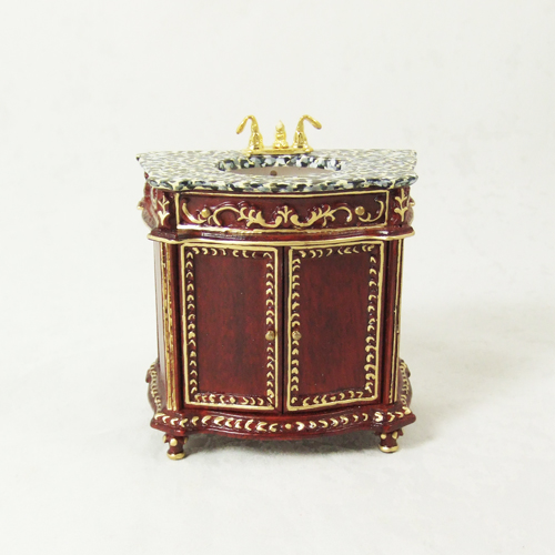 (image for) Miniature Small Sink in Mahogany Cabinet