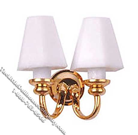 (image for) Miniature 1/2 Scale 12v Double White Shade Sconce for Dollhouses