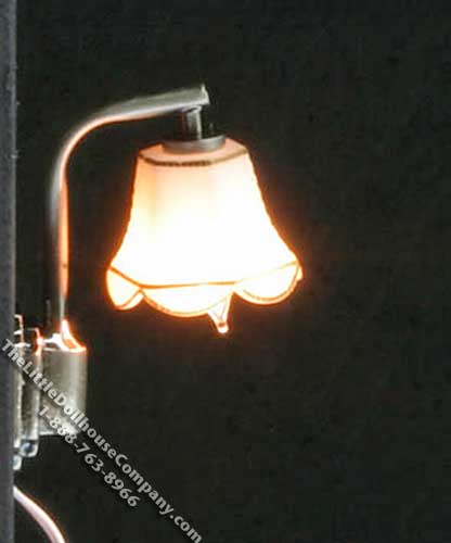 (image for) Miniature 12v Modern Pewter Tulip Shade Wall Lamp for Dollhouses
