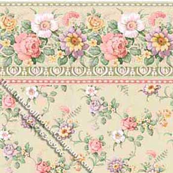 (image for) Simply Rose Flora Pattern Miniature Wallpaper for Dollhouses