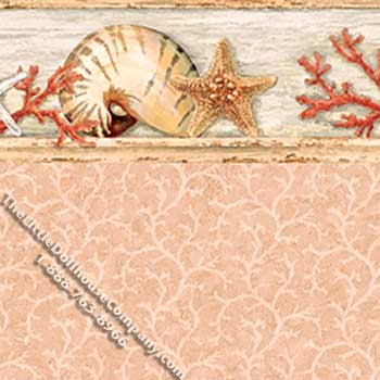 (image for) AsIs Coral & Starfish Pattern Miniature Wallpaper for Dollhouses