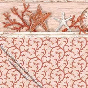 (image for) Coral & Starfish Pattern Miniature Wallpaper for Dollhouses
