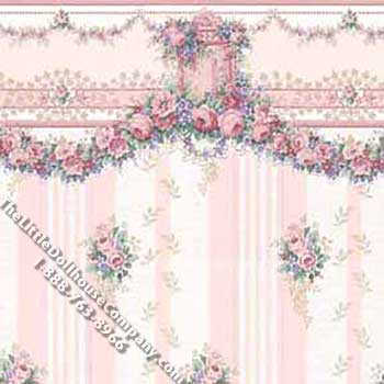 (image for) Carmen Stripe Floral Pattern Miniature Wallpaper for Dollhouses