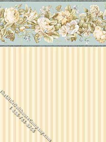 (image for) Spring Bouquet Stripe Pattern Miniature Wallpaper for Dollhouses