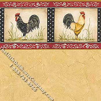 (image for) French Kitchen Pattern Miniature Wallpaper for Dollhouses