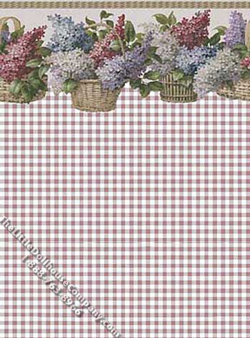 (image for) Grapes & Purple Check Pattern Miniature Wallpaper for Dollhouses