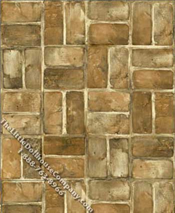 (image for) Tan Set Brick Pattern Miniature Wallpaper for Dollhouses