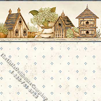 (image for) Bird House Cottage Pattern Miniature Wallpaper for Dollhouses