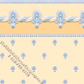 (image for) Yellow Fleur de Lis Pattern Miniature Wallpaper for Dollhouses