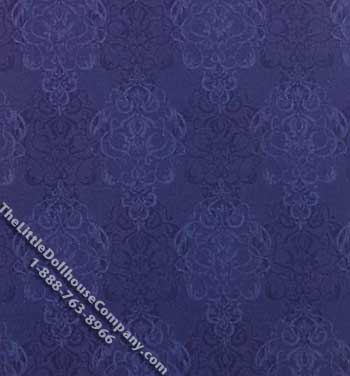 (image for) Dark Blue Paisley Pattern Miniature Wallpaper for Dollhouses