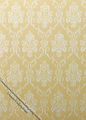 (image for) Yellow Paisley Pattern Miniature Wallpaper for Dollhouses