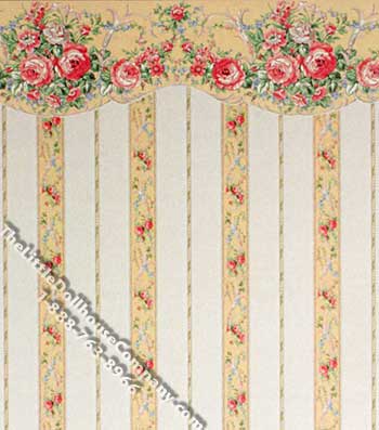 (image for) Pearls and Roses Pattern Miniature Wallpaper for Dollhouses