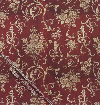(image for) Red & Gold Swag Toile Pattern Miniature Wallpaper for Dollhouses