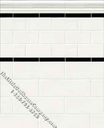 (image for) Antique White Subway Tile Miniature Wallpaper for Dollhouses