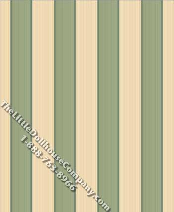 (image for) Green Empress Stripe Pattern Miniature Wallpaper for Dollhouses