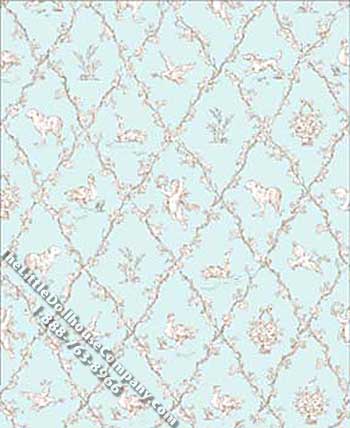 (image for) Lauren Trellis Pattern Miniature Wallpaper for Dollhouses