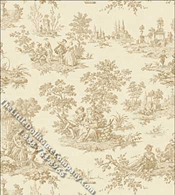 (image for) Beige Evelyn Toile Pattern Miniature Wallpaper for Dollhouses