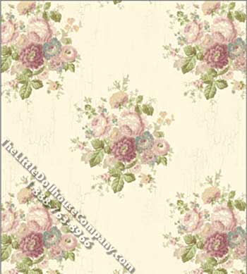 (image for) Robin Purple Floral Pattern Miniature Wallpaper for Dollhouses