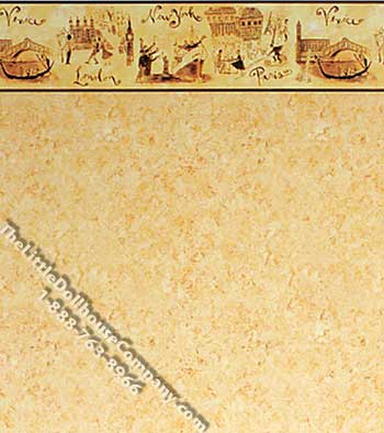 (image for) Bon Voyage on Marble Pattern Miniature Wallpaper for Dollhouses
