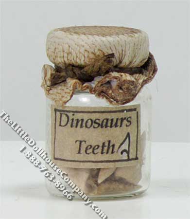 (image for) Miniature Jar of Dinosaur Teeth for Dollhouses
