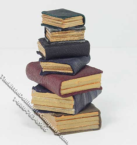 (image for) Miniature Leather bound Books in a Stack