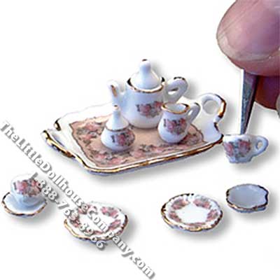 (image for) 1/2" Scale Antique Rose Tea Set
