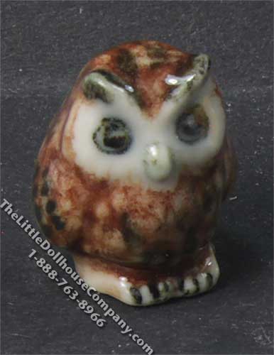 (image for) Miniature Brown Owl Statuette for Dollhouses