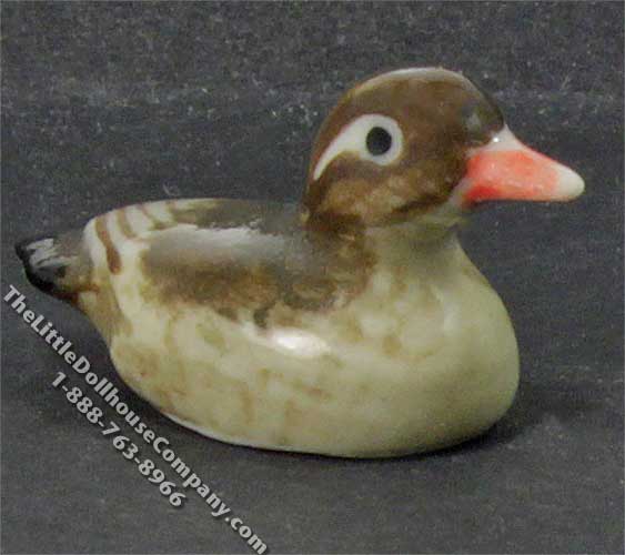 (image for) Miniature Porcelain Brown Duck for Dollhouses