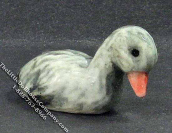 (image for) Miniature Gray Porcelain Duck for Dollhouses