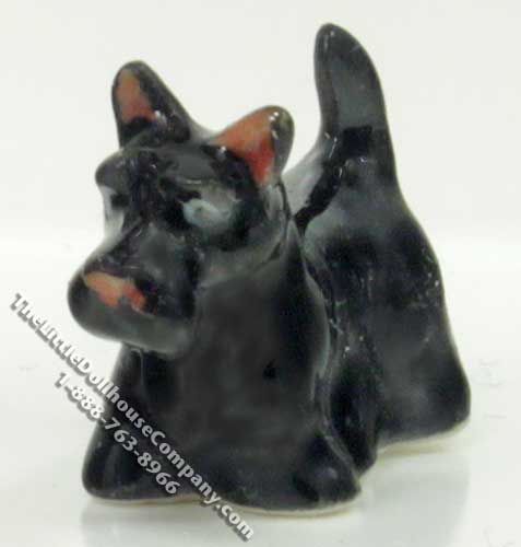 (image for) Miniature Standing Black Scottie Dog Statuette for Dollhouses