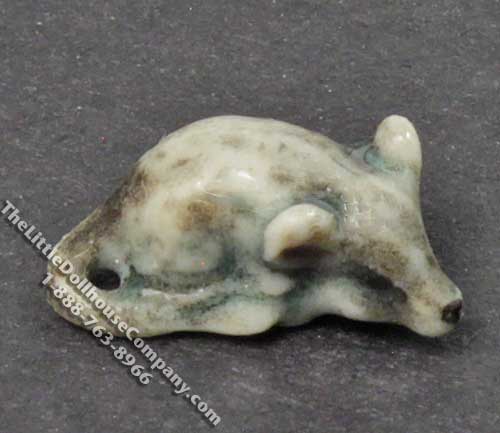 (image for) Miniature Porcelain Gray Mouse for Dollhouses