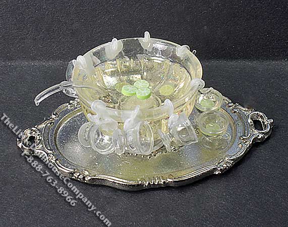 (image for) Miniature Punch Bowl with Limonade and 8 Glasses for Dollhouses