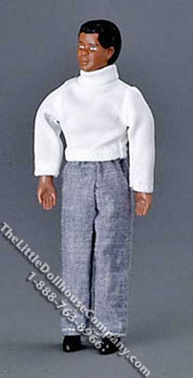 (image for) Miniature Black Man with Outfit Dollhouse Doll