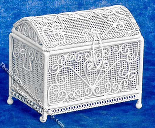 (image for) Miniature White Metal Trunk for Dollhouses