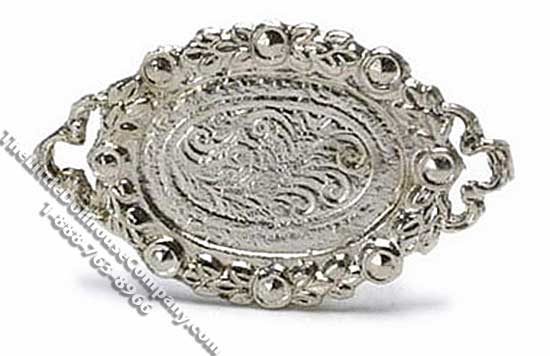 (image for) Miniature Ornate Metal Oval Tray for Dollhouses