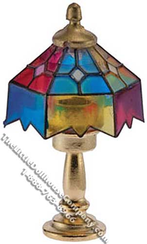 (image for) Miniature Non-Functional Stained Glass Shade Lamp for Dollhouses