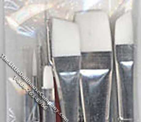 (image for) Ten Piece White Nylon Brush Set for Dollhouses